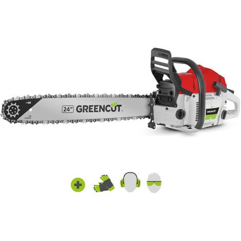 Motosega a benzina GS720X, motore a benzina a 2 tempi da 72 cc, barra da 24 denti, per taglio e taglio, manubrio ergonomico - Greencut