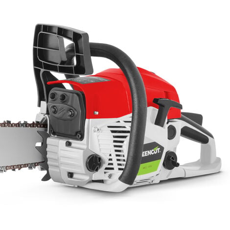 Motosega a scoppio 22 lame, motore a benzina 2 tempi da 68 cc 3,9 HP, lunghezza taglio 55,8 cm, ideale per abbattere tronchi leggeri, peso 7,5 kg - Greencut GS680X