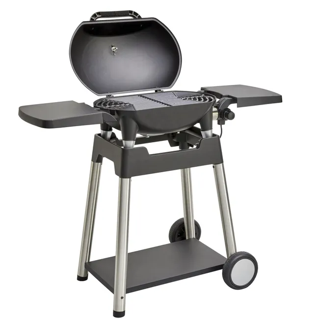 NATERIAL - Barbecue elettrico HYPERION - 2200W - 8 persone - H. 98,9 cm x L. 114,6 cm x L. 56,5 cm - Acciaio - Nero