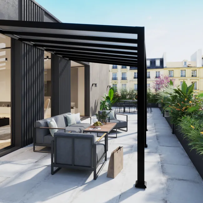 NATERIAL Pergola a muro in alluminio grigio Borea 419x300 cm