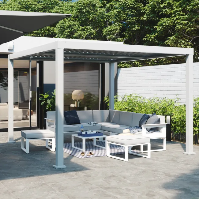 NATERIAL Pergola Clima Bio alluminio bianco 358x313 cm