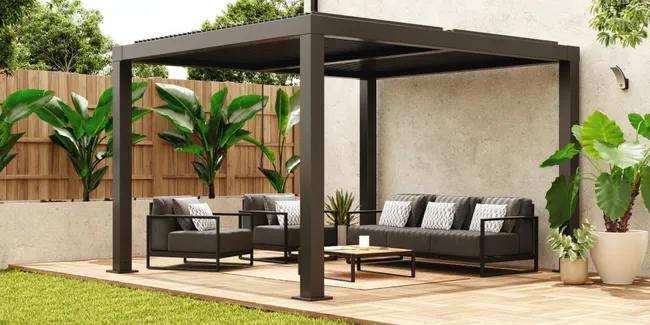 NATERIAL Pergola Clima Bio grigio alluminio 358x313 cm