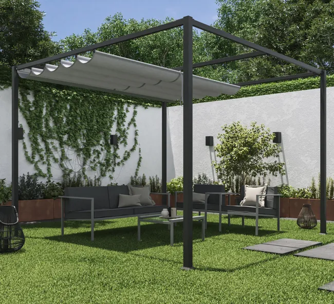 NATERIAL Pergola Horali acciaio grigio 297x297 cm