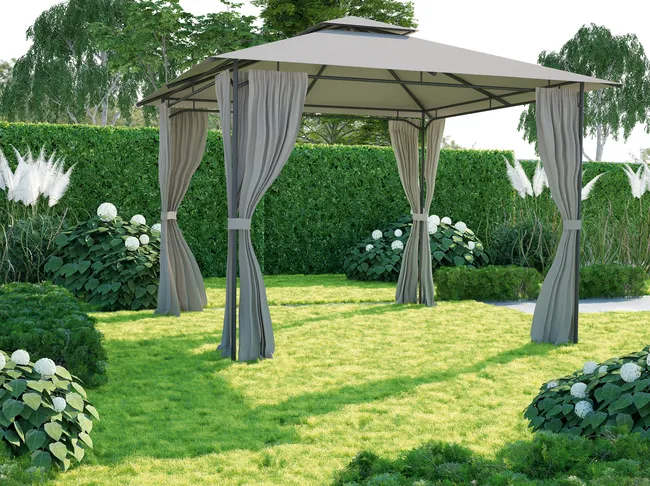 NATERIAL Pergola in acciaio grigio Oxis e tortora 300x400 cm