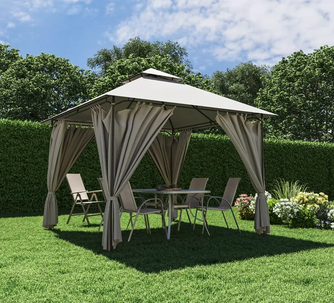 NATERIAL Pergola in metallo Oxis tortora 301x280x301 cm