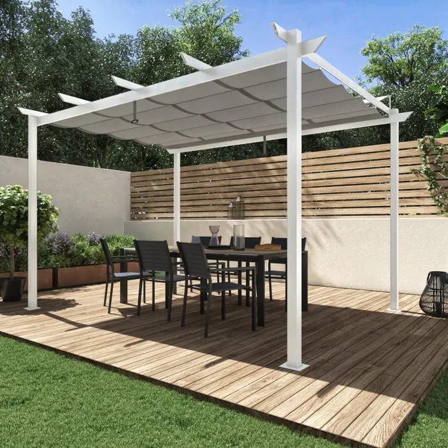 NATERIAL Pergola Omega in alluminio bianco 282x400 cm