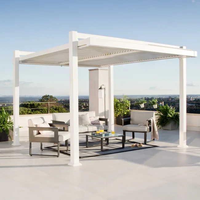 NATERIAL Persea Pergola alluminio bianco 320x360 cm
