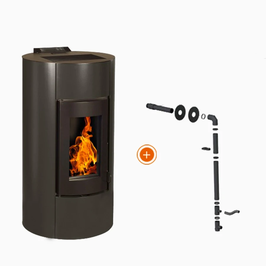 Pack promozionale: Stufa a Pellet EMAFLAM ALBA 12 kW Nera Impermeabile + Kit Ventosa