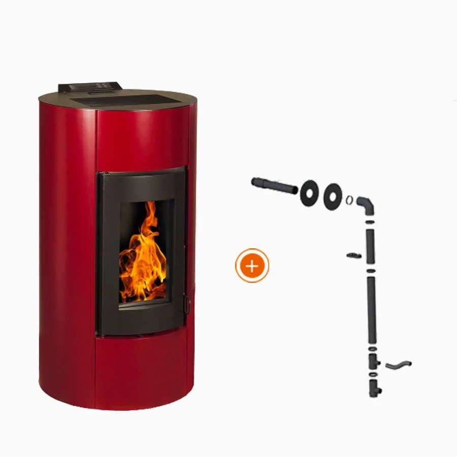 Pack promozionale: Stufa a Pellet Impermeabile Bordeaux EMAFLAM ALBA 12 kW + kit ventosa