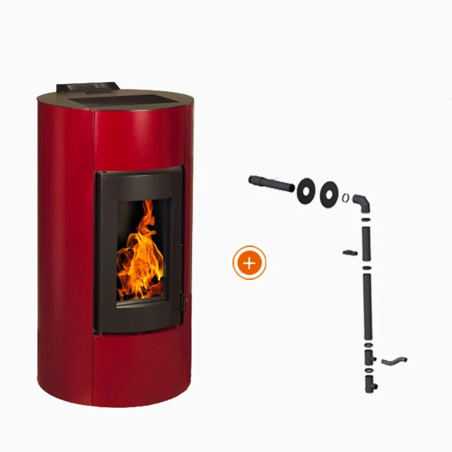 Pack promozionale: Stufa a Pellet Impermeabile Bordeaux EMAFLAM NALA 9 kW + kit ventosa