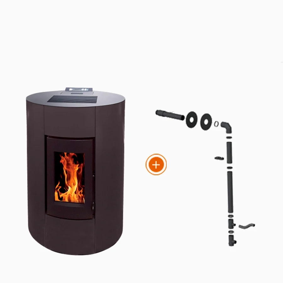 Pack promozionale: Stufa a pellet impermeabile canalizzabile EMAFLAM NOVA 12 kW Nera + kit ventose