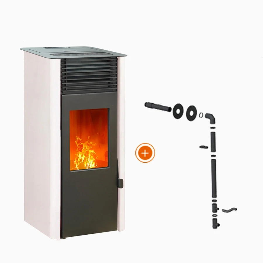 Pack promozionale: Stufa a Pellet Impermeabile Connessa EMAFLAM REVA 9 kW Bianca + Kit Ventosa