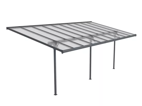 Pergola addossata per terrazzo 18,8 m² L618 x P305 x H240/285 cm in Alluminio Antracite - ALVARO