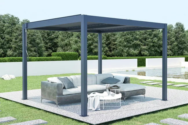 Pergola Bioclimatica SANTA in Alluminio 3m x 3m Grigio Antracite