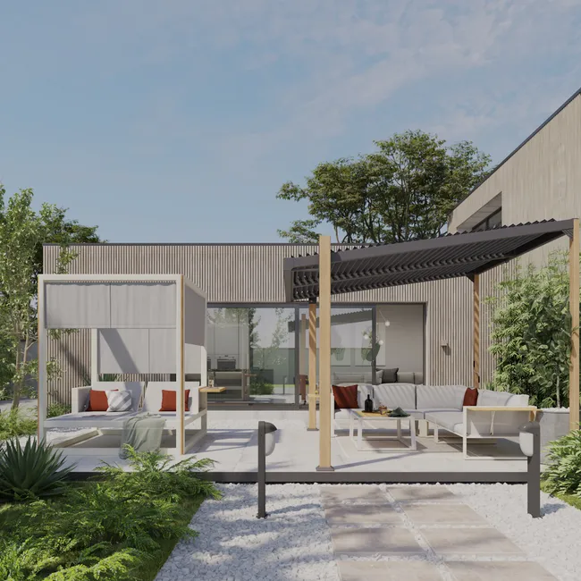 Pergola in alluminio effetto legno NATERIAL Odyssea 319x380 cm