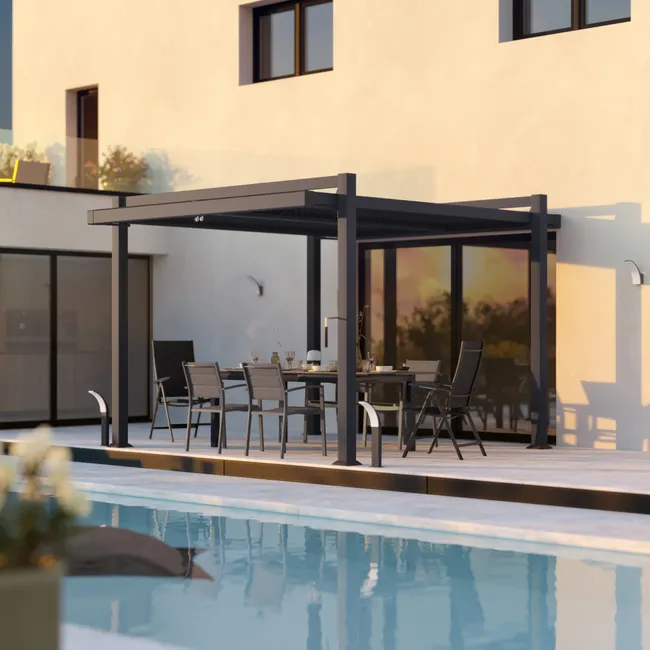 Pergola in alluminio grigio antracite NATERIAL 320x360 cm