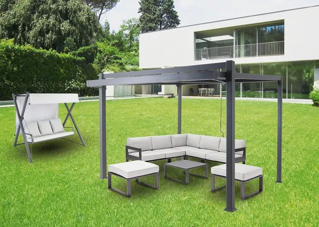 Pergola in alluminio grigio Odyssea 319x380 cm