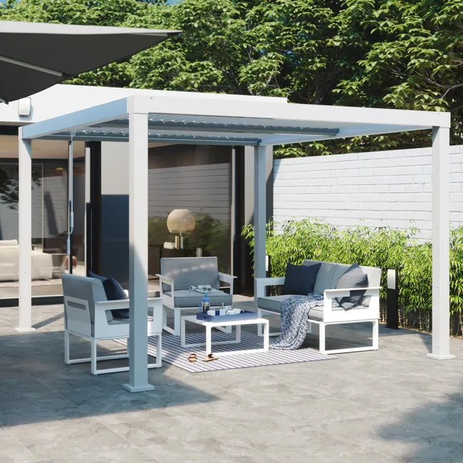 Pergola NATERIAL Clima Bio in alluminio bianco 313x198 cm