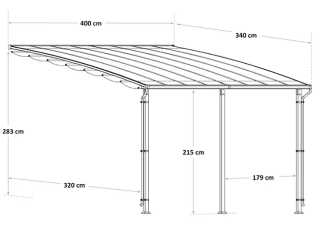 Pergola Yena in acciaio grigio 400x350x270 cm