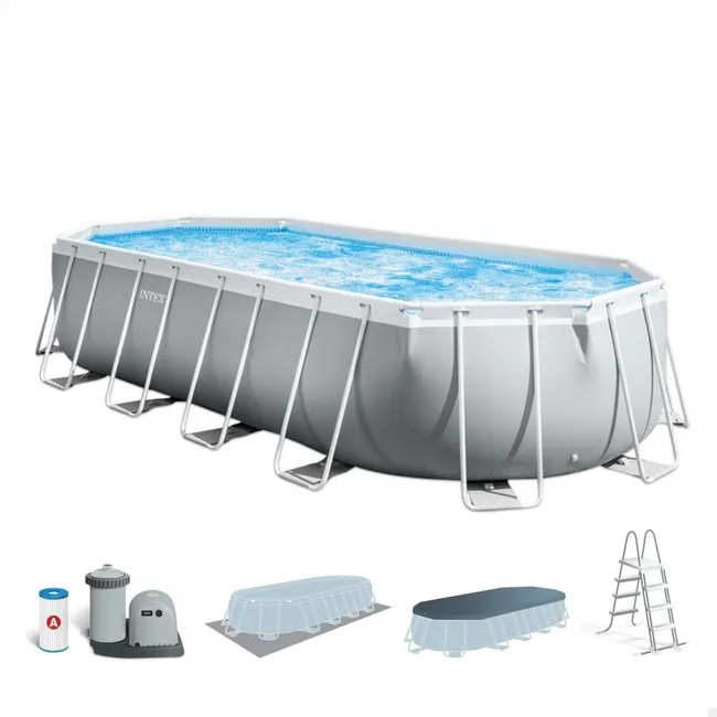Piscina ovale smontabile con telaio prismatico Intex 610x305x122 cm con depuratore