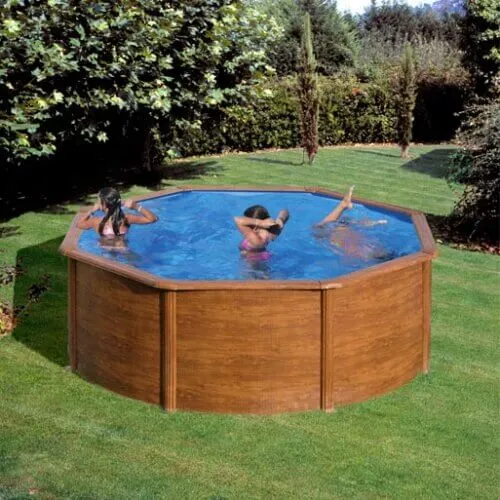Piscina PACIFIC Ø 350 x 120 cm parete in acciaio con decoro legno Astralpool