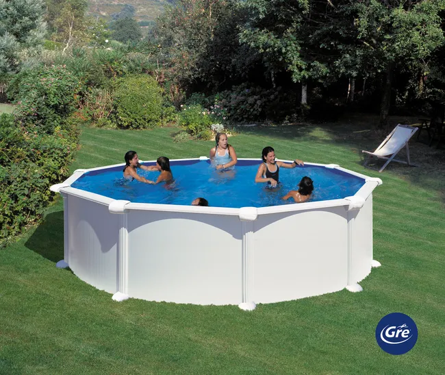 Piscina rimovibile rotonda in acciaio bianco GRE Ø 4,6 x 1,32 m