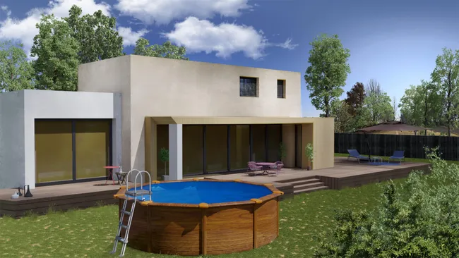 Piscina rotonda smontabile GRE in acciaio simil legno Ø 3 x 1,2 m