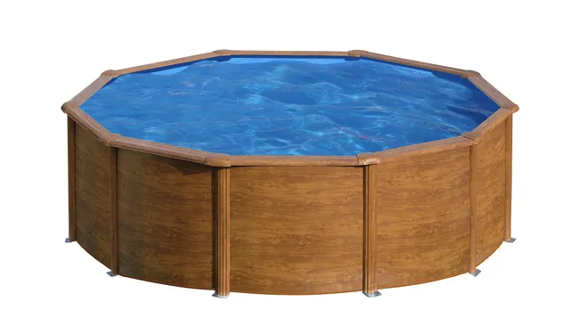 Piscina rotonda smontabile GRE in acciaio simil legno Ø 4,6 x 1,2 m