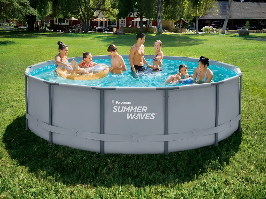Piscina tubolare tonda grigia con pompa depuratore a cartuccia D427 x H107 cm - NISOKA