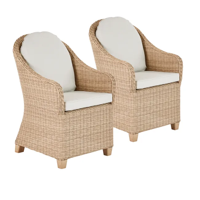 Poltrona da giardino Medena, 2 pezzi, rattan in alluminio naturale