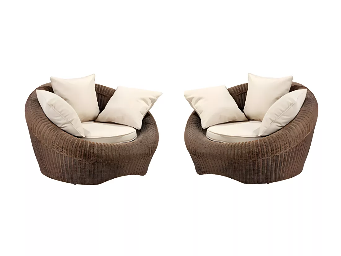 Poltrone da giardino con cuscini crema - Set di 2 - WHITEHEAVEN