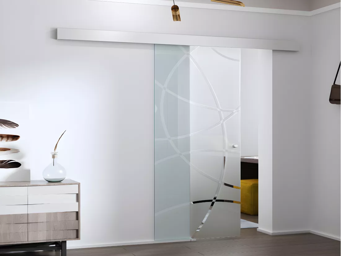 Porta scorrevole esterno muro H205 x L73 cm in vetro temperato - HEIDI
