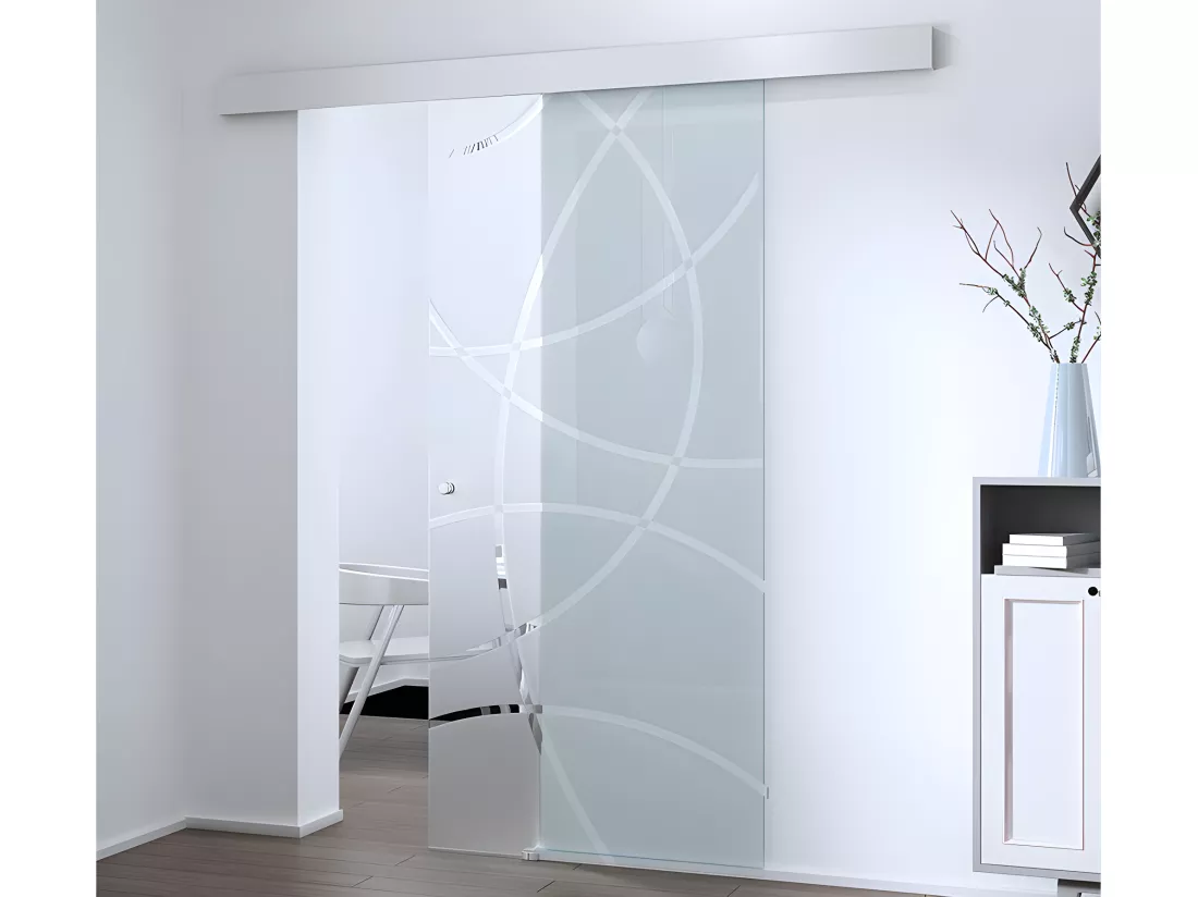 Porta scorrevole esterno muro H205 x L93 cm in vetro temperato - HEIDI