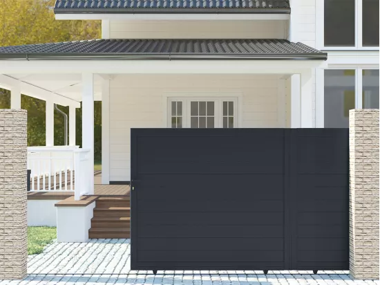 Porta scorrevole L416 x H180 cm Alluminio massiccio Antracite - NAZARIO