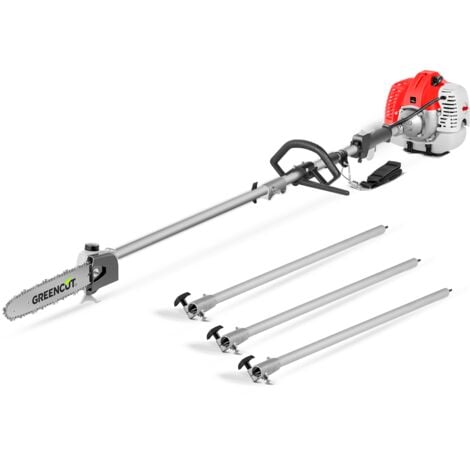 Potatore telescopico a benzina PP650X da 65 cc, motore a 2 tempi, 12 corsie, 3 corsie, estensione 5 metri, motosega funzionante - Greencut