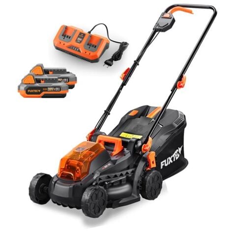 Rasaerba a batteria FUXTEC 40V (2x20V) E1RM20 incl. Batteria agli ioni di litio 2x20V 2Ah e doppio caricabatterie: larghezza di taglio 33 cm, altezza di taglio variabile