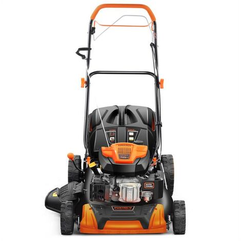 Rasaerba a benzina FUXTEC 4 in 1 da 6 HP/4,4 kW con larghezza di taglio di 51 cm e regolazione dell'altezza a 8 livelli da 25 mm a 77 mm, trazione posteriore a 4 tempi - cesto di raccolta erba da 60 litri FX-RM5196