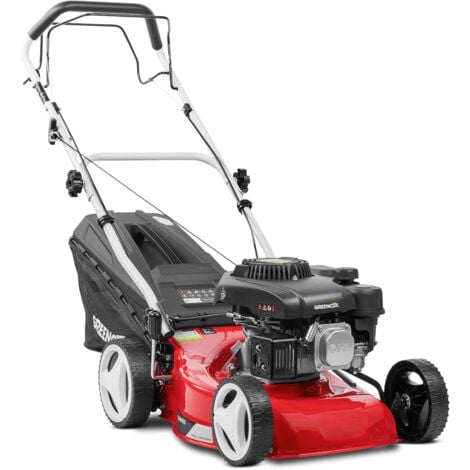 Rasaerba a benzina, motore 139cc 5CV, 4 tempi OHV, semovente, lama in acciaio a doppio taglio da 410mm 17, altezza di taglio regolabile e volume cestello da 45L - Greencut GLM690X