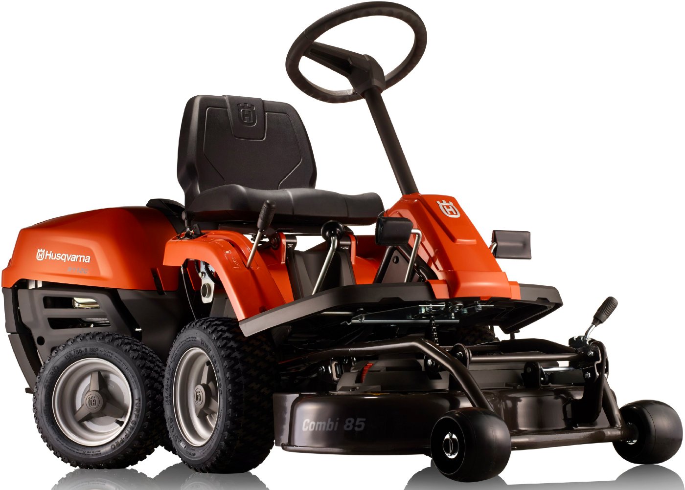 Rasaerba frontale Husqvarna R 112C5 con piatto di taglio Combi 85 - modello 2022