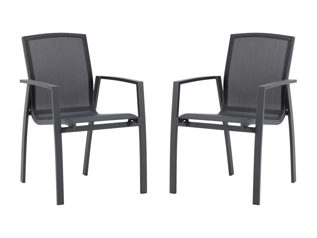 Sedia da giardino impilabile in alluminio antracite e Textilene - Set di 2 - MILLAU by MYLIA