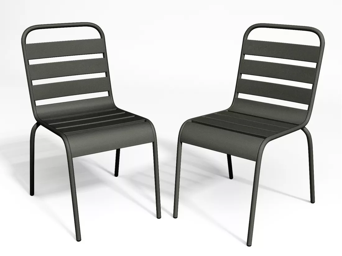 Sedia da giardino impilabile in metallo antracite - Set di 2 - MIRMANDE