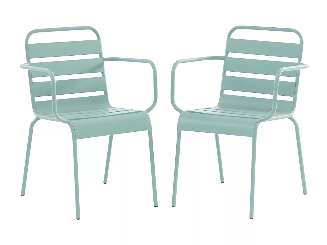 Sedie da giardino impilabili in metallo verde mandorla - Set di 2 - MIRMANDE