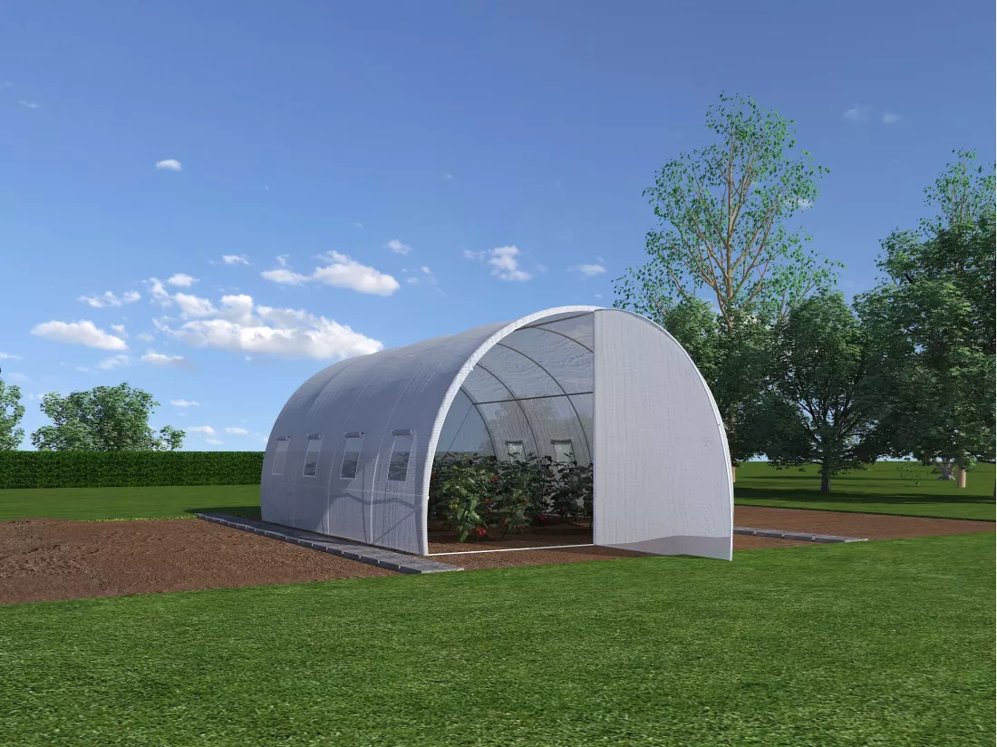 Serra a tunnel con struttura in acciaio e porta 12 m² L300 x P400 x H200 cm - ALOCASIA