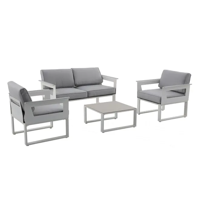 Set da giardino Divani relax e tavolo in alluminio bianco Odyssea Naterial