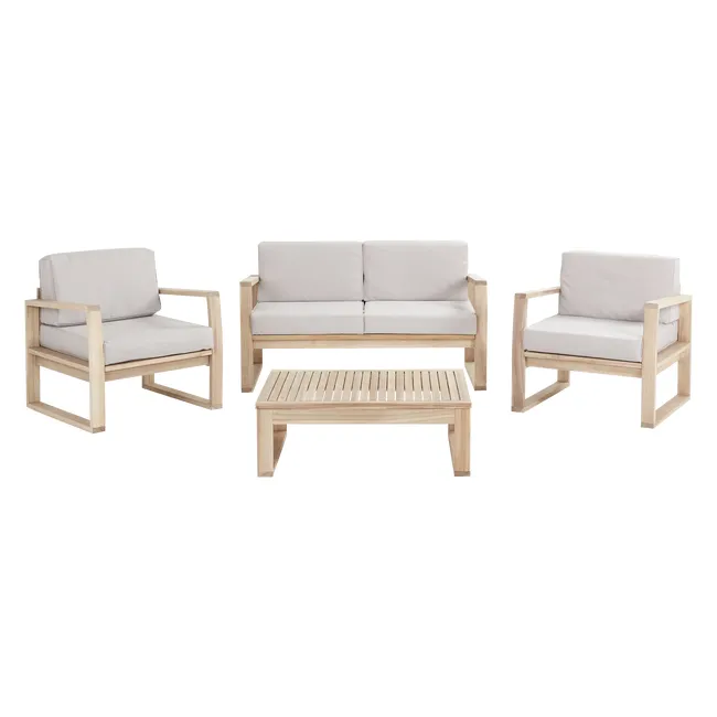 Set da giardino in legno Solaris composto da divani e tavolino basso per 4 persone
