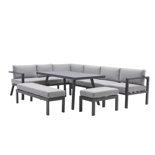 Set da giardino NATERIAL Naxos II in alluminio grigio per 10 persone