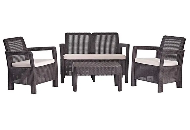 Set da giardino relax con tavolo da divano in resina Keter Tarifa Chocolate a 4 posti
