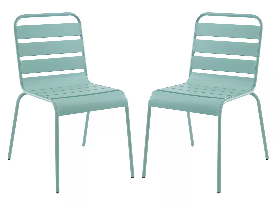 Set di 2 sedie da giardino impilabili in metallo MIRMANDE - Verde mandorla