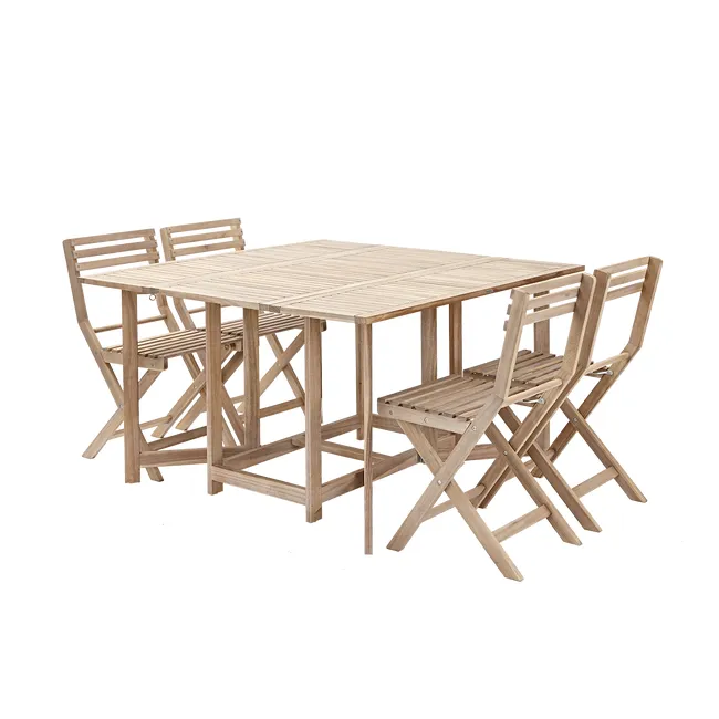 Set di mobili da esterno pieghevoli Solis NATERIAL in acacia per 4 persone