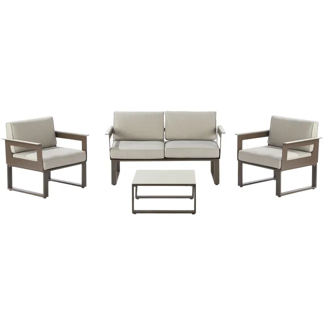 Set divano relax da giardino Moka Odyssea Naterial e tavolino da caffè in alluminio